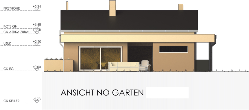 Villa K Deutsch Wagram Gartenseite Visualisierung